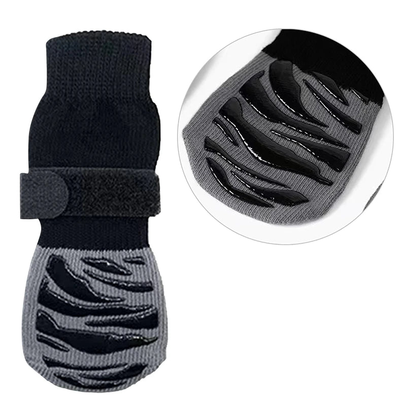 4Pcs/Set anti Slip Dog Socks with Straps Traction Control for Indoor on Hardwood Floor Wear Pet Paw Protector for Small Dogs Pet